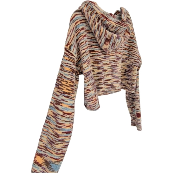 Urban Outfitters Out From Under XS Chenille Cropped Hooded Sweater Aztec - Picture 5 of 10